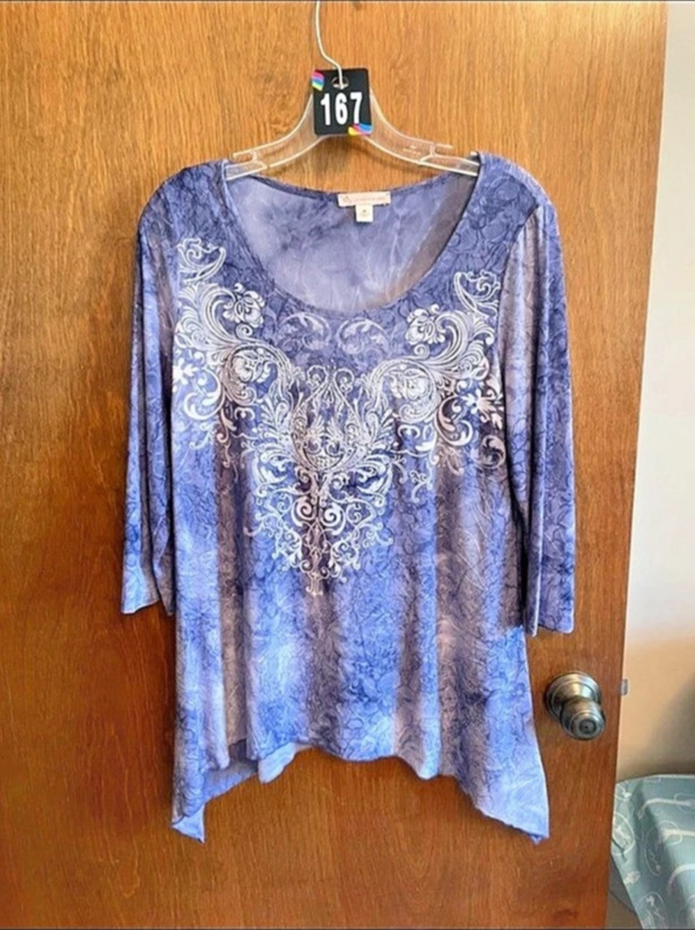 Christopher & Banks Paisley Tunic in Blue Size Large Like New